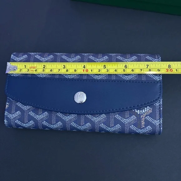 Fashion Blue Long Wallet Trifold Snap Closure - Picture 15 of 16